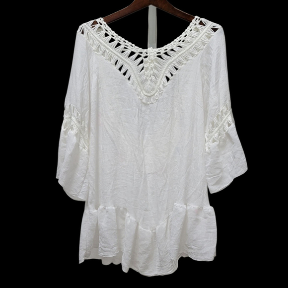 Shammar Women's Crochet Cover Up Beach Beachwear V-neck Sun Protection Large - Picture 2 of 9